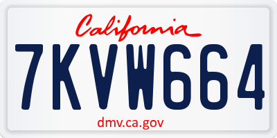 CA license plate 7KVW664