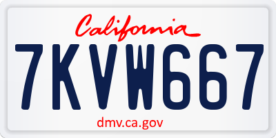 CA license plate 7KVW667