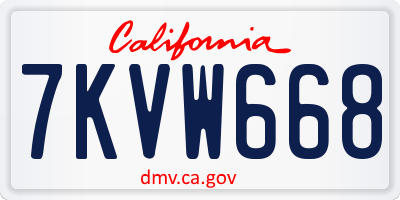 CA license plate 7KVW668