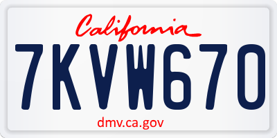 CA license plate 7KVW670