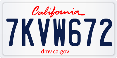 CA license plate 7KVW672