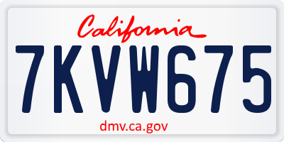 CA license plate 7KVW675