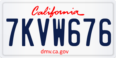 CA license plate 7KVW676
