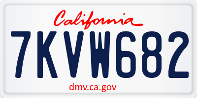 CA license plate 7KVW682
