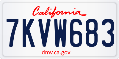 CA license plate 7KVW683