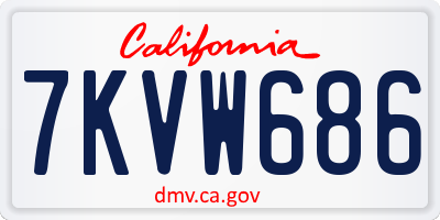 CA license plate 7KVW686