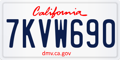 CA license plate 7KVW690