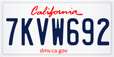 CA license plate 7KVW692