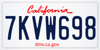 CA license plate 7KVW698