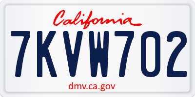 CA license plate 7KVW702