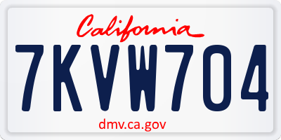 CA license plate 7KVW704