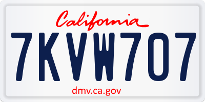 CA license plate 7KVW707