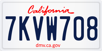 CA license plate 7KVW708