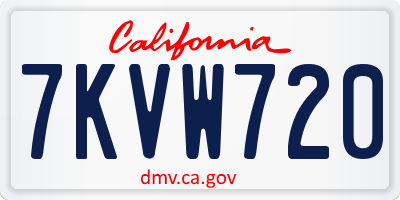CA license plate 7KVW720