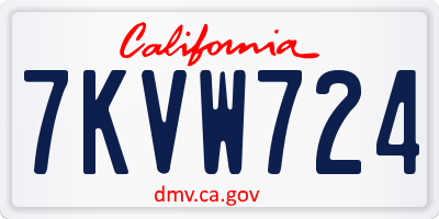 CA license plate 7KVW724