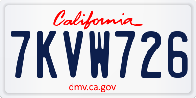CA license plate 7KVW726