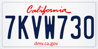 CA license plate 7KVW730