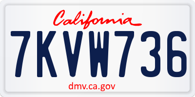CA license plate 7KVW736