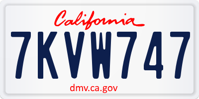 CA license plate 7KVW747