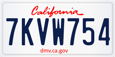 CA license plate 7KVW754