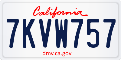 CA license plate 7KVW757