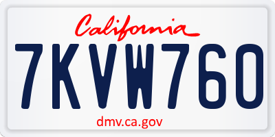 CA license plate 7KVW760