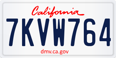 CA license plate 7KVW764