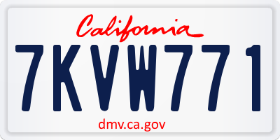 CA license plate 7KVW771