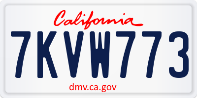 CA license plate 7KVW773