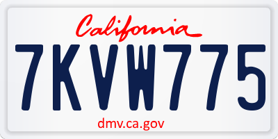 CA license plate 7KVW775