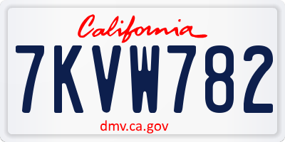 CA license plate 7KVW782