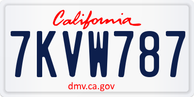 CA license plate 7KVW787