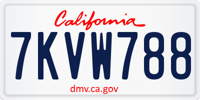 CA license plate 7KVW788