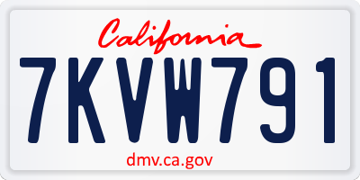 CA license plate 7KVW791