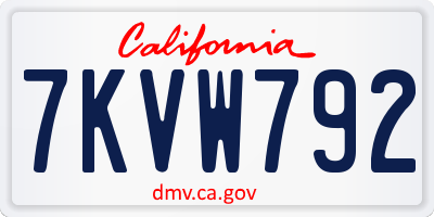 CA license plate 7KVW792