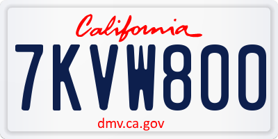 CA license plate 7KVW800