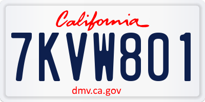 CA license plate 7KVW801