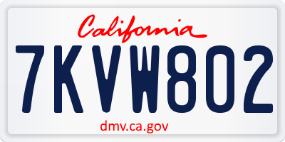 CA license plate 7KVW802
