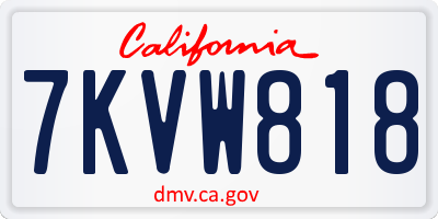 CA license plate 7KVW818