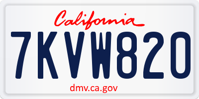 CA license plate 7KVW820
