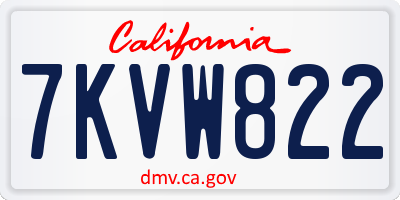 CA license plate 7KVW822