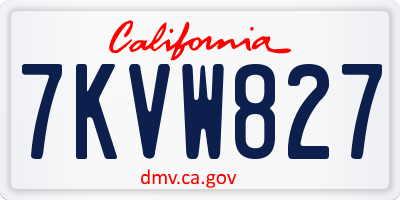 CA license plate 7KVW827