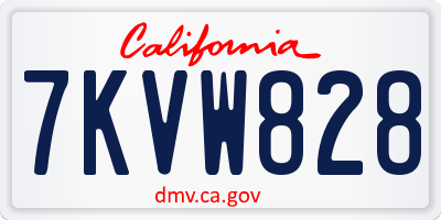 CA license plate 7KVW828