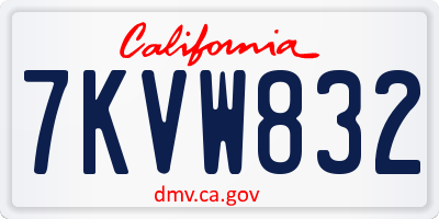 CA license plate 7KVW832