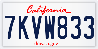 CA license plate 7KVW833