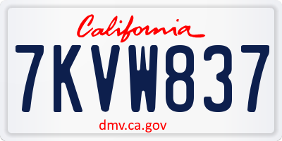 CA license plate 7KVW837
