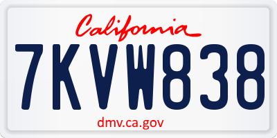 CA license plate 7KVW838