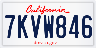 CA license plate 7KVW846