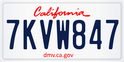 CA license plate 7KVW847