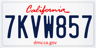 CA license plate 7KVW857
